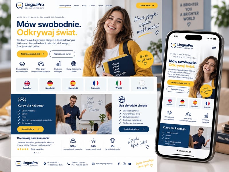 LinguaPro: Strona z zapisami · szkoła językowa